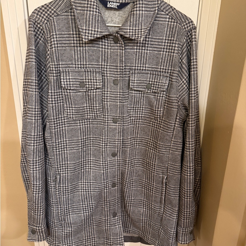 New Lands' End Black and White Checkered Jacket size medium 10/12